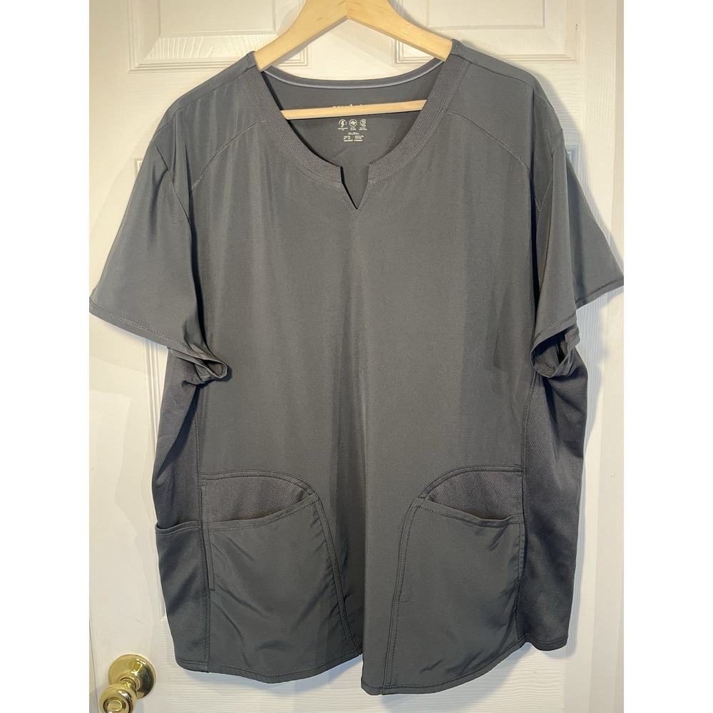 Scrubstar Premium Scrub Top 3XL Pewter Gray 4-Way Stretch Medical Nurse Pockets